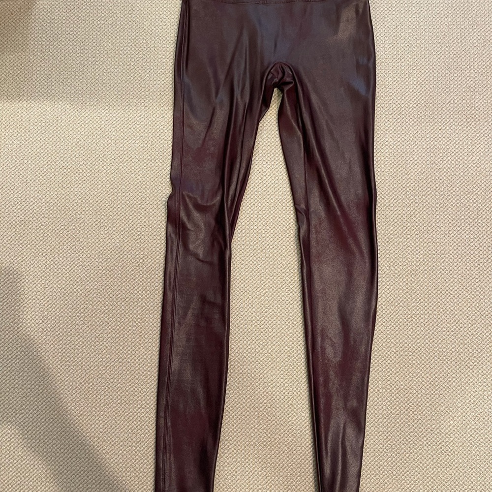 Merlot Spanx Faux Leather Leggings.